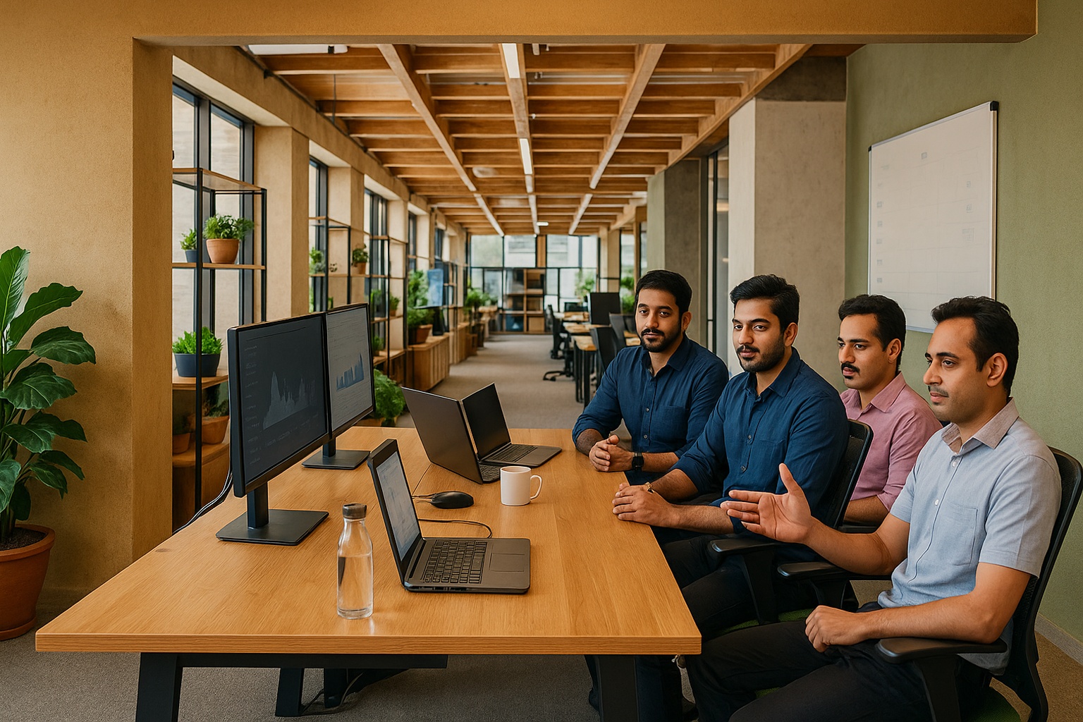 Professional team working on AI-powered marketing strategies