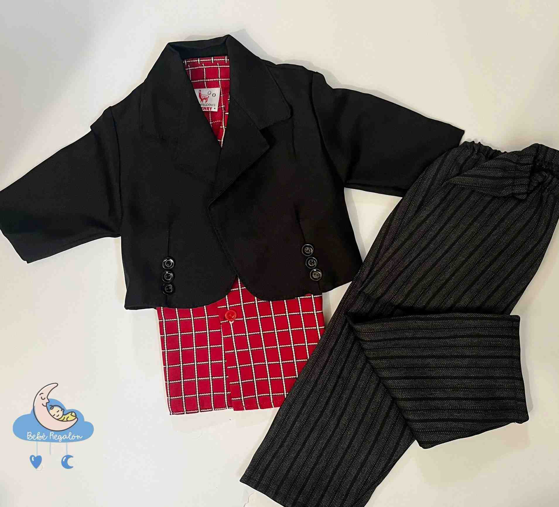 Traje negro - pantalón rayas