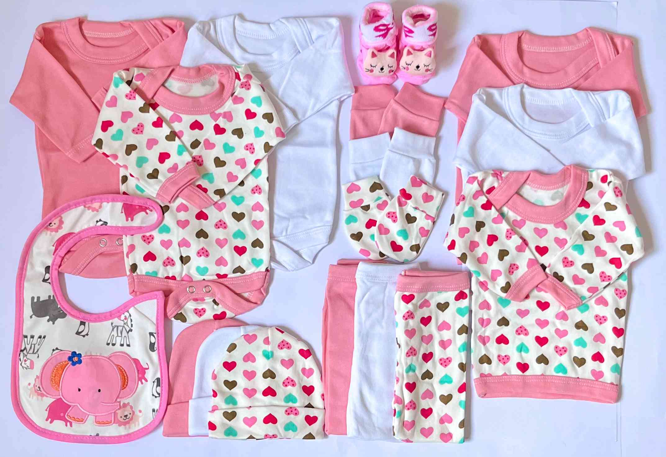 Set ajuar mini corazones colores