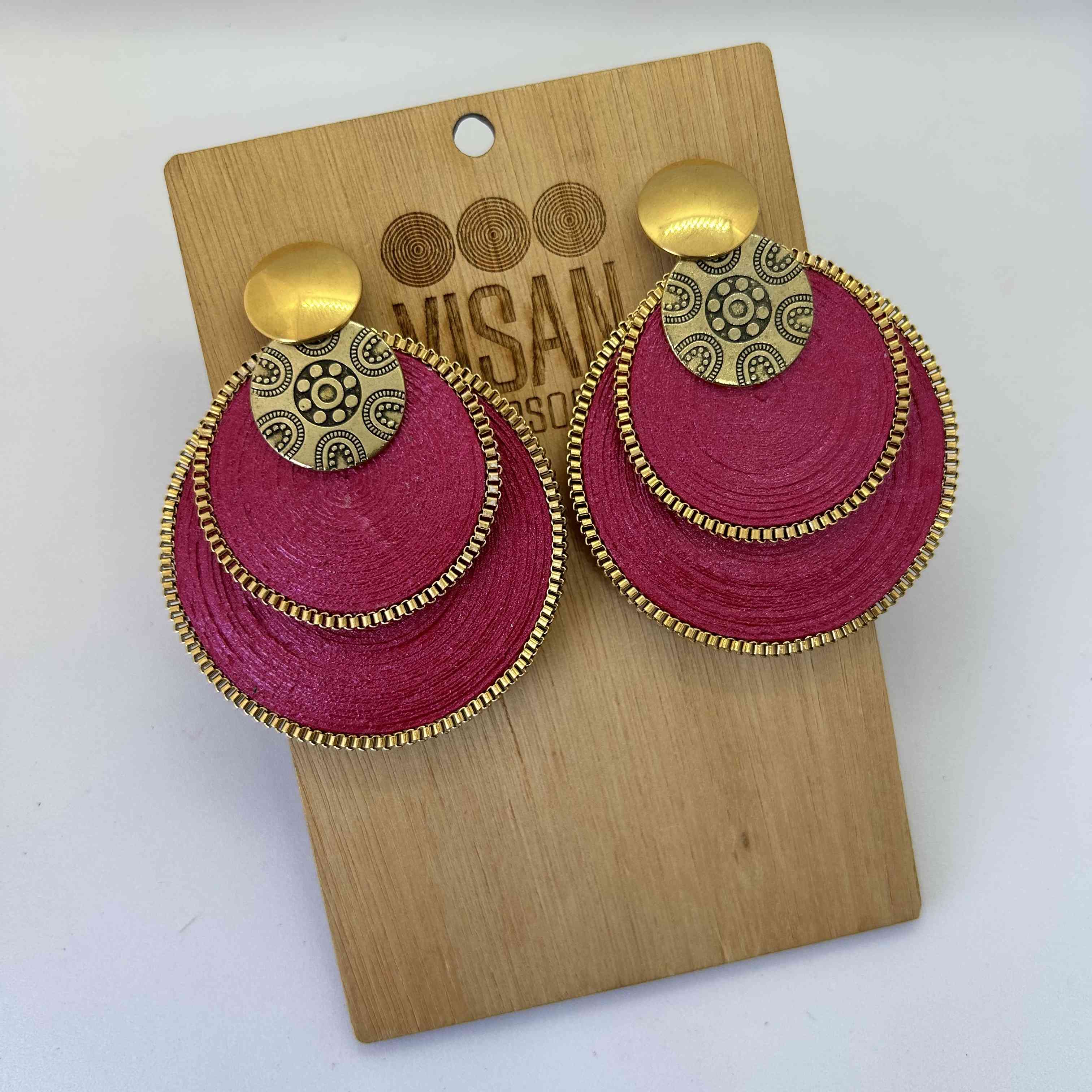 VISAN Étnicos Dobles Oro fucsia