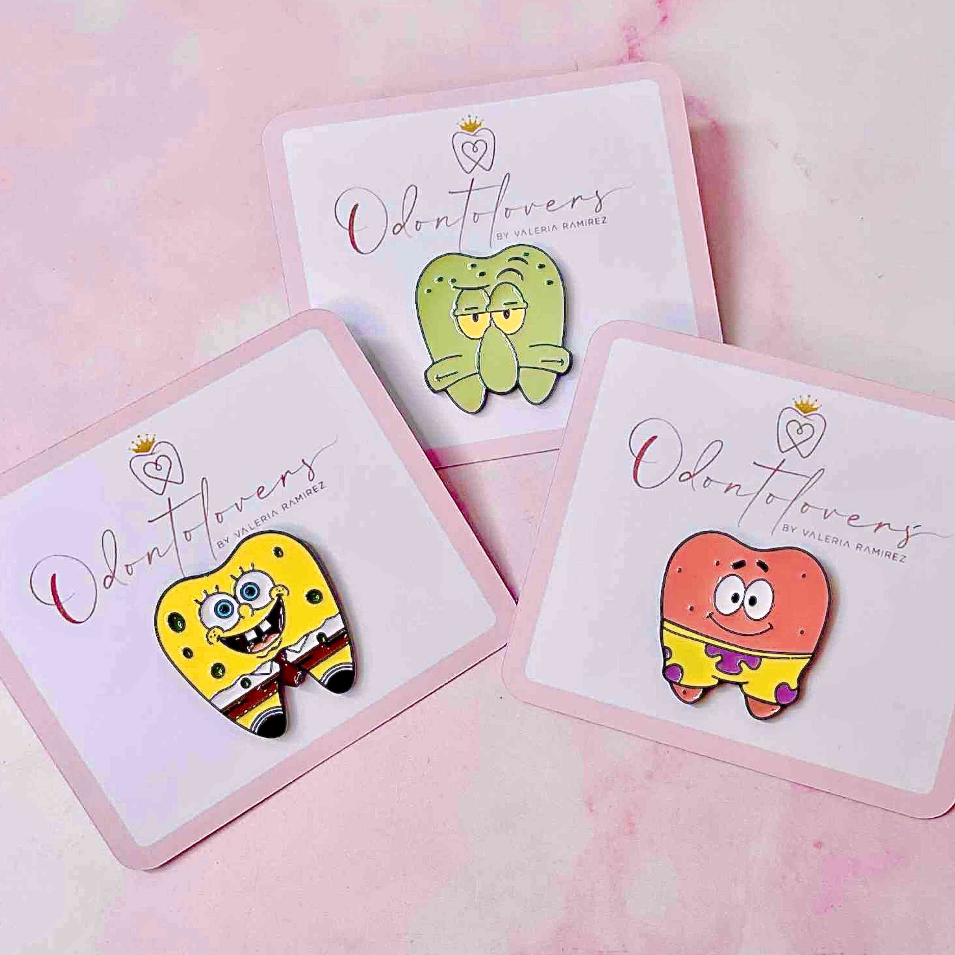 Pin muelita Bob Esponja, Patricio Estrella y Calamardo