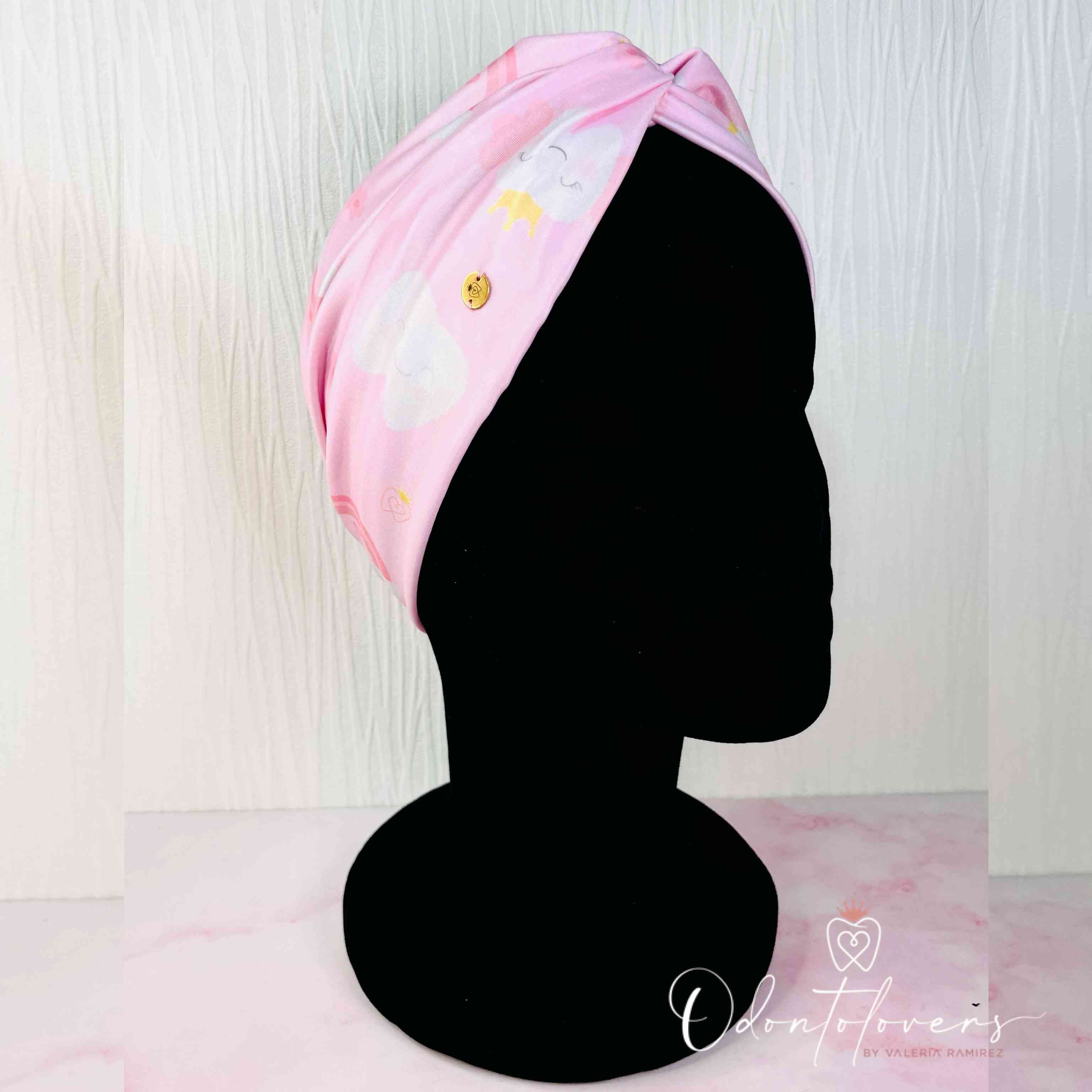 Turbante premium hadita arcoiris rosa