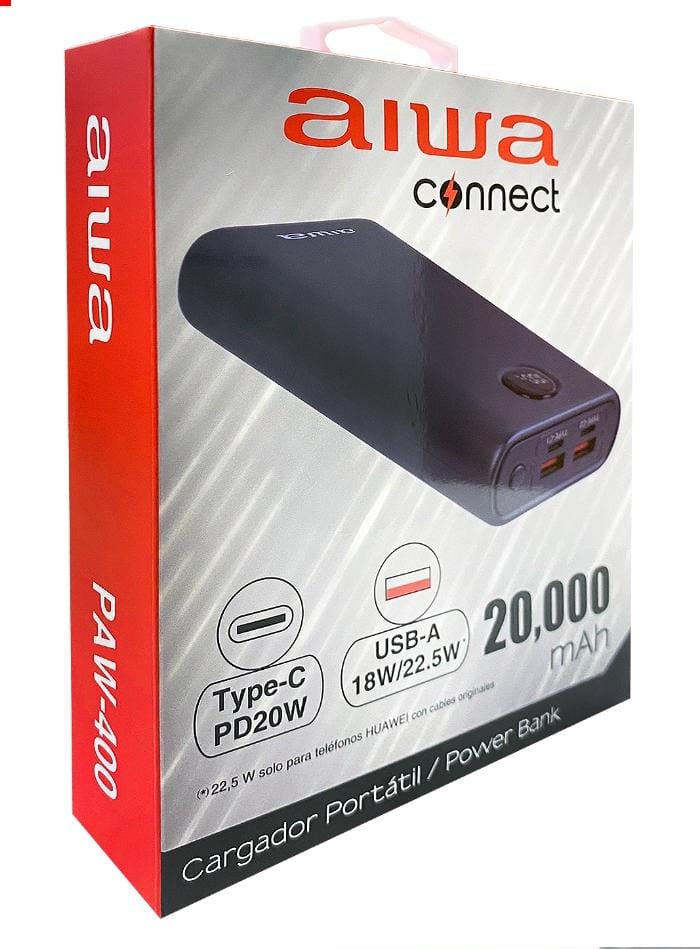 Cargador Batería Externa Power Bank 20.000mah Aiwa Paw-400 Color Azul oscuro