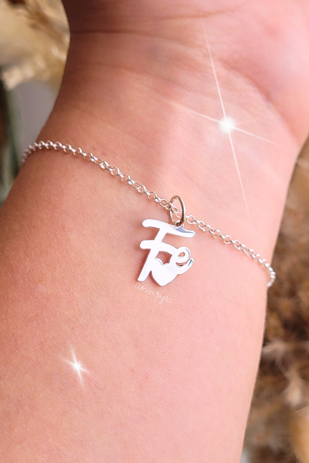 Pulsera fe corazón mujer
