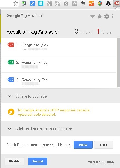 Google Tag Assistant実行画面