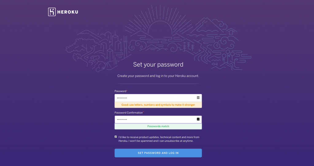 Heroku password 登録画面