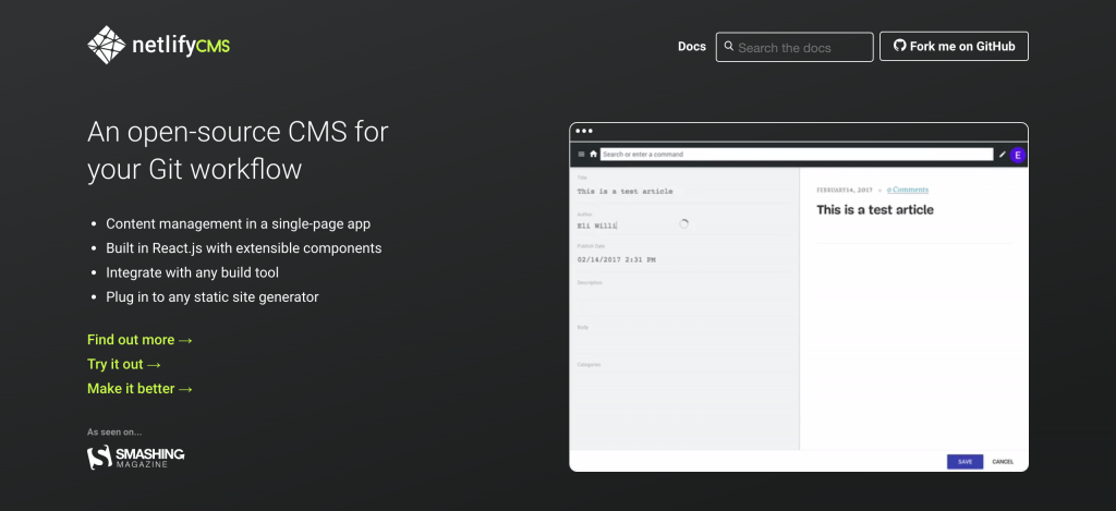 Netlify CMS トップ