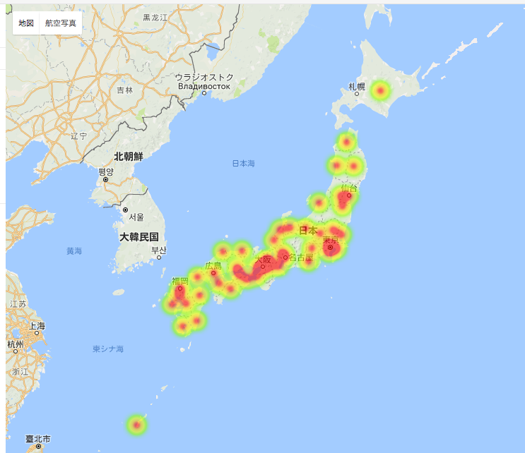 ヒートマップでの表示