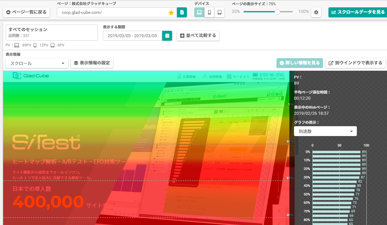 SiTestスクロール解析画面