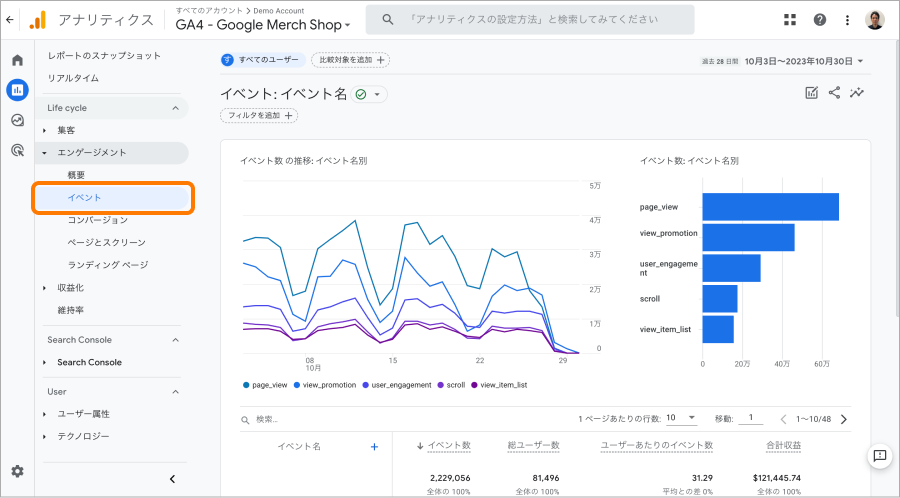 イベントレポート選択