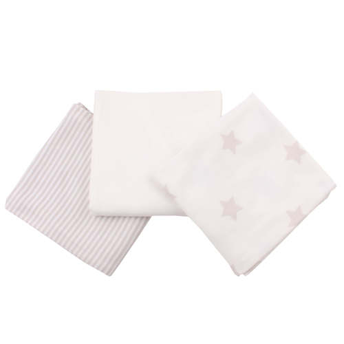 שלישיית חיתולי כותנה שמנת כוכבים+פסים בז מיננה MINENE