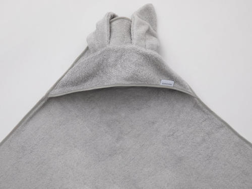 מגבת קפוצ'ון ארנב עם כפפה - אפור במבום Bamboom