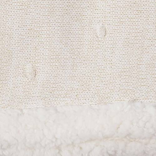 שמיכת סריג עם פרווה פום פום שמנת מיננה 