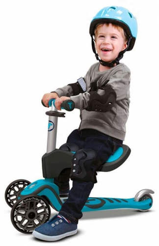 הקורקינט הראשון שלי T1 -תאורה בגלגלים ופאוצ' קידמי צבע כחול SmarTrike סמארטרייק
