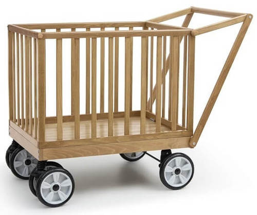 עגלול עץ מתקפל עם גגון XXL+ מזרן צבע טבעי COOPY BABY