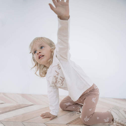 סט חולצה וטייץ מעבר שמנת מלאנז' MINENE מיננה