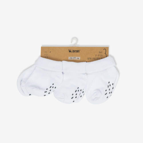 מארז שלישיית גרביים ריב למניעת החלקה - לבן MINENE מיננה