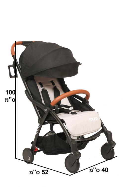 טיולון MOM דגם TIK-TAK plus אפור ידית חומה