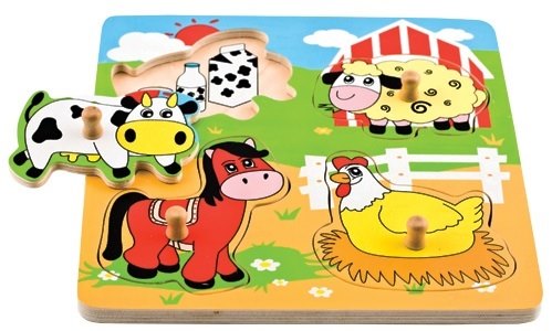 פאזל עץ לפעוטות 4 חלקים חיות החווה Pitoys