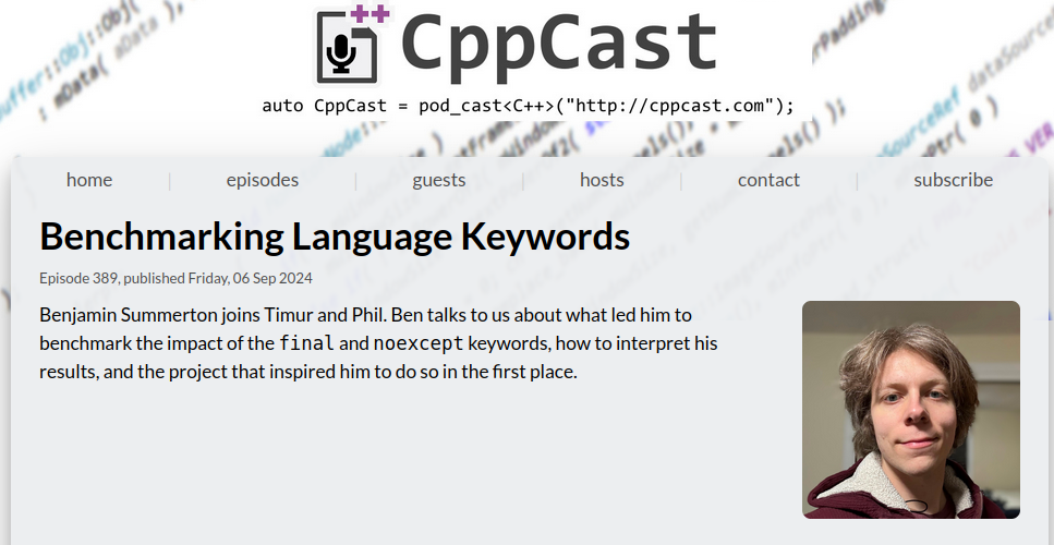 CppCast Eppisode 389: Benchmarking Language Keywords