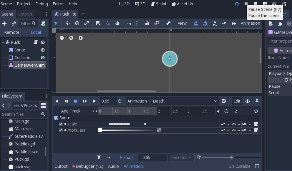 Godot's Animation editor