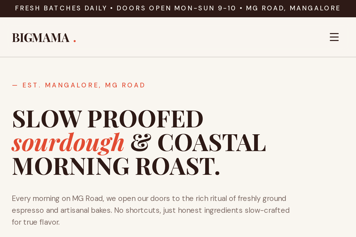 BIGMAMA CAFE — Mangalore, MG Road template preview