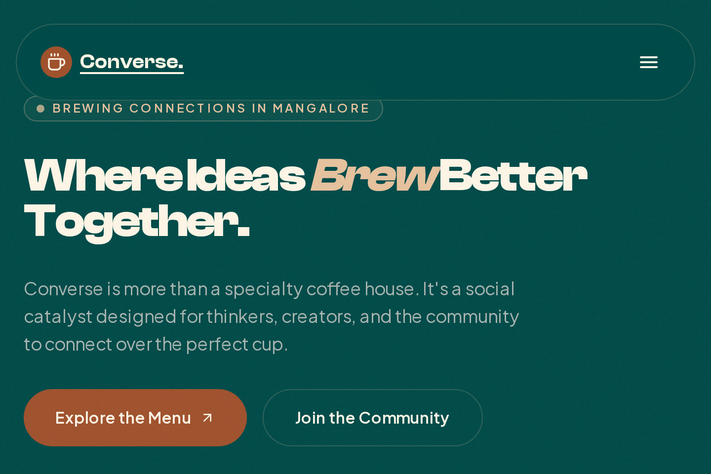 Converse Cafe | Social Networking & Specialty Brews template preview