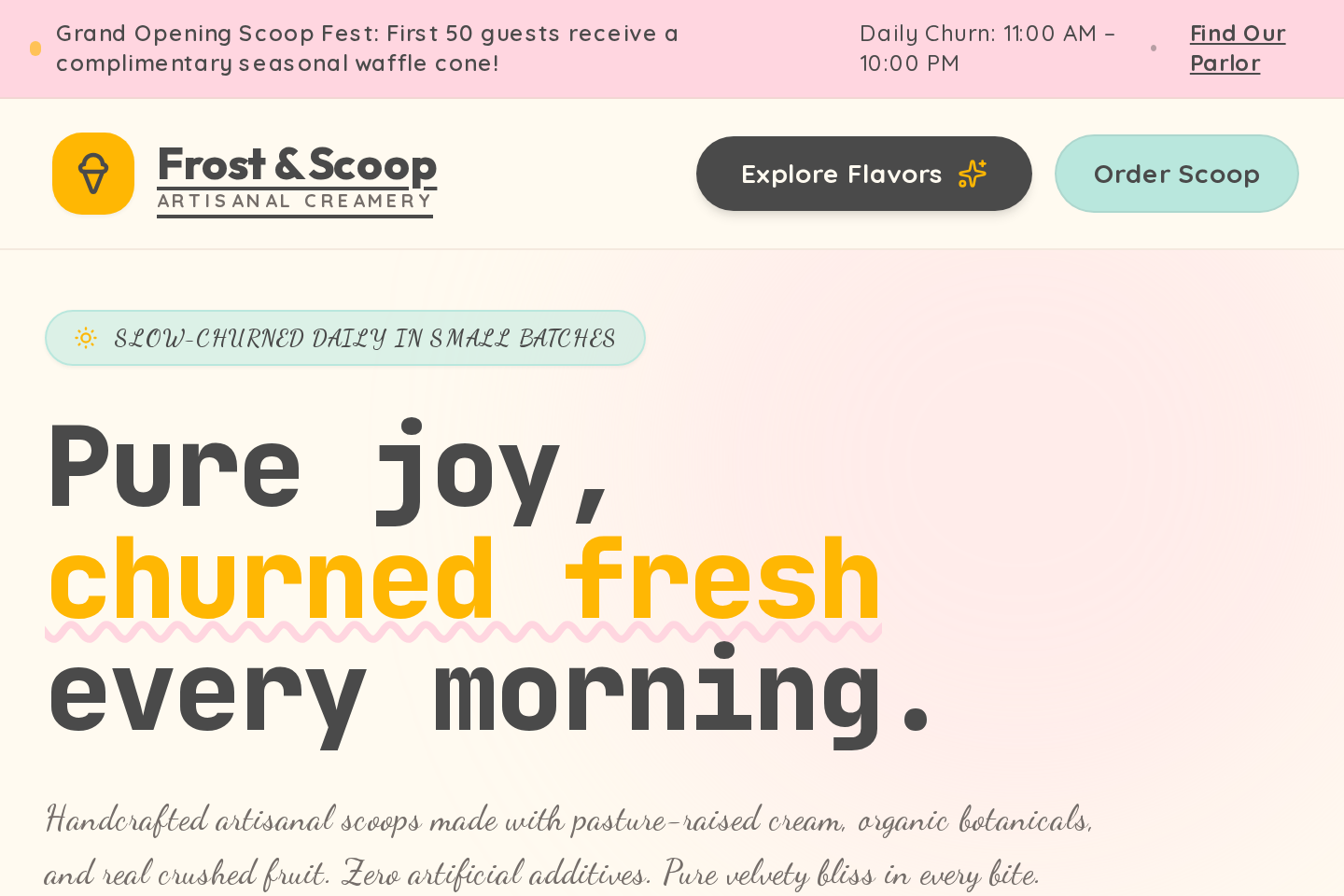Frost & Scoop | Handcrafted Small-Batch Artisanal Ice Cream template preview