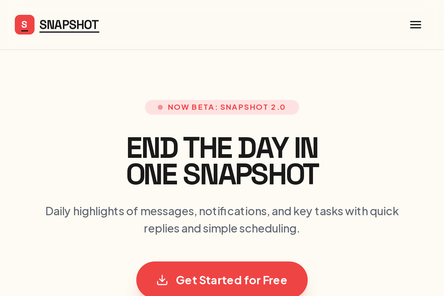 Snapshot — End the day in one snapshot template preview