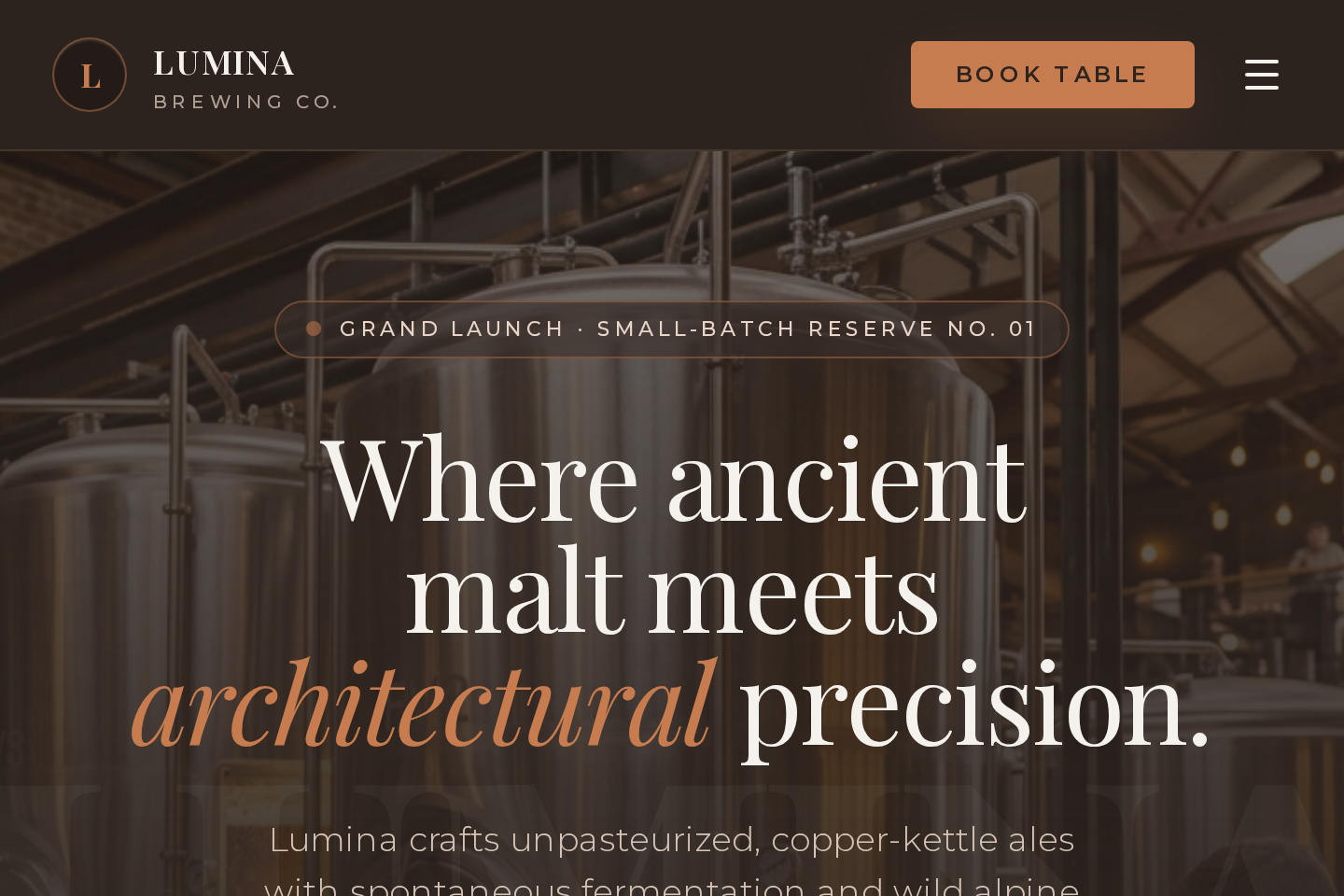Lumina Brewing Co. — Master Crafted Artisanal Ales template preview