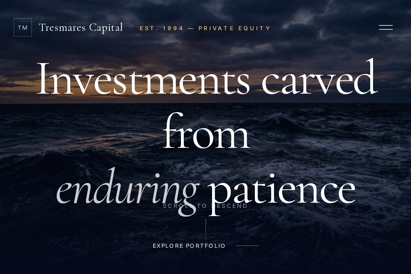 Tresmares Capital | Investments Carved from Enduring Patience template preview