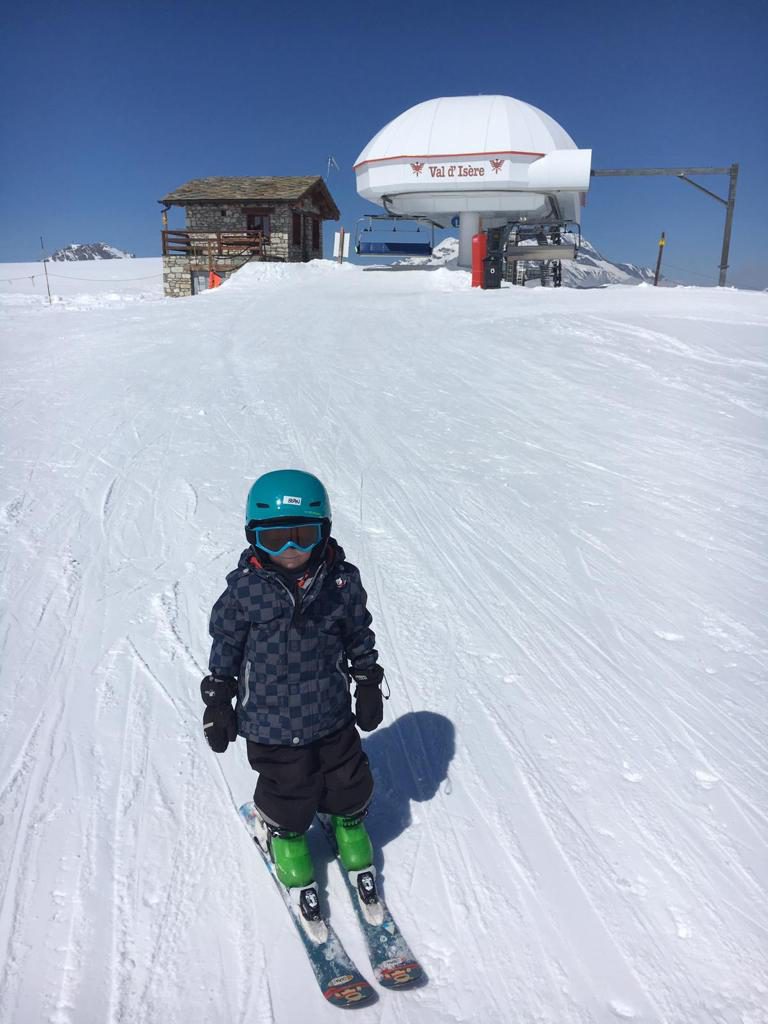 Young child skiing in Val d'Isere