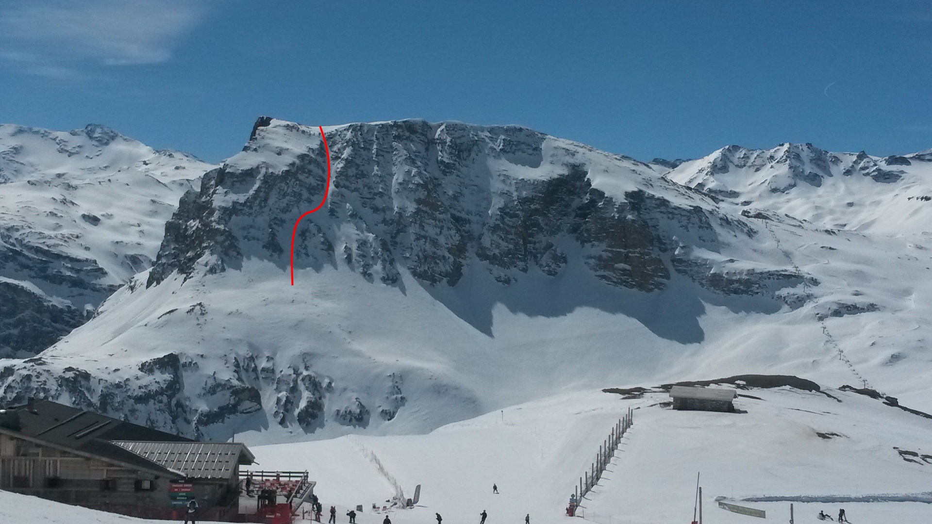 Pisteurs Couloir as seen from the top of the Olympique lift in Val d'Isere