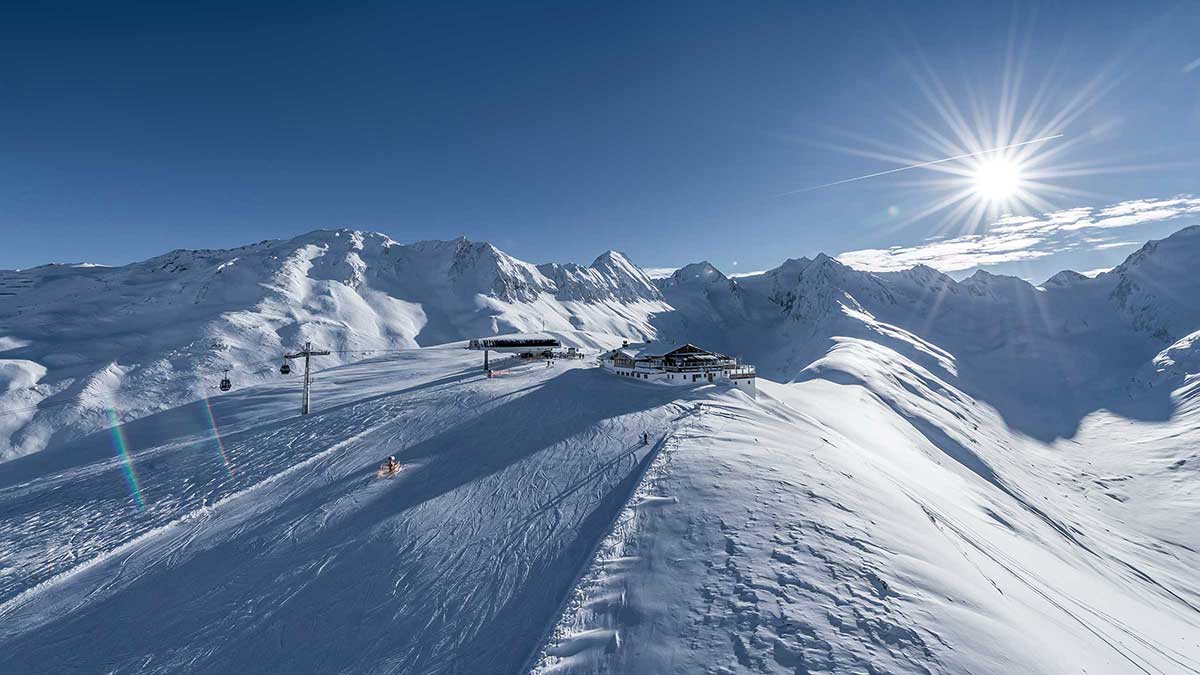 View of a beginner ski slope in Obergurgl Austria