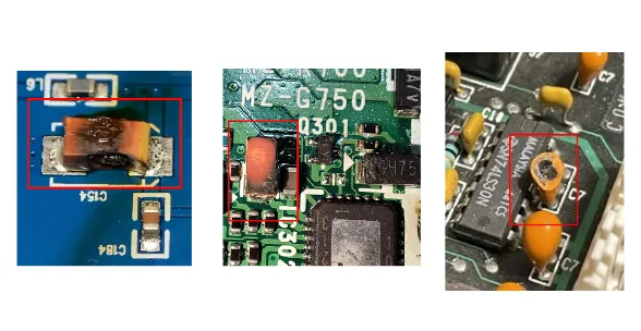 Tantalum Capacitor damaged and burnt