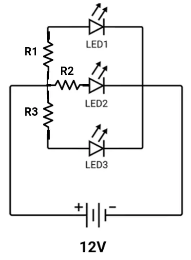 three-resistor-leds-parallel-circuit