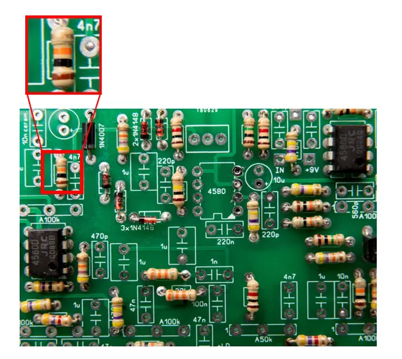 1k Ohm resistor highlight on Circuit Board or PCB