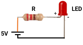 circuit of LED and resistor connection.