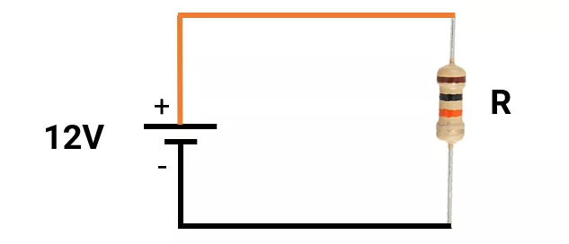 Resistor in series with battery DC 12V circuit