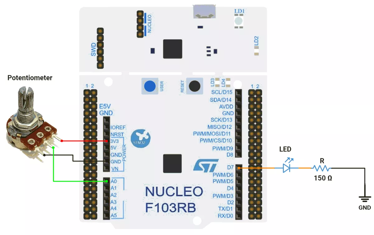 STM32-LED-POT-Circuit
