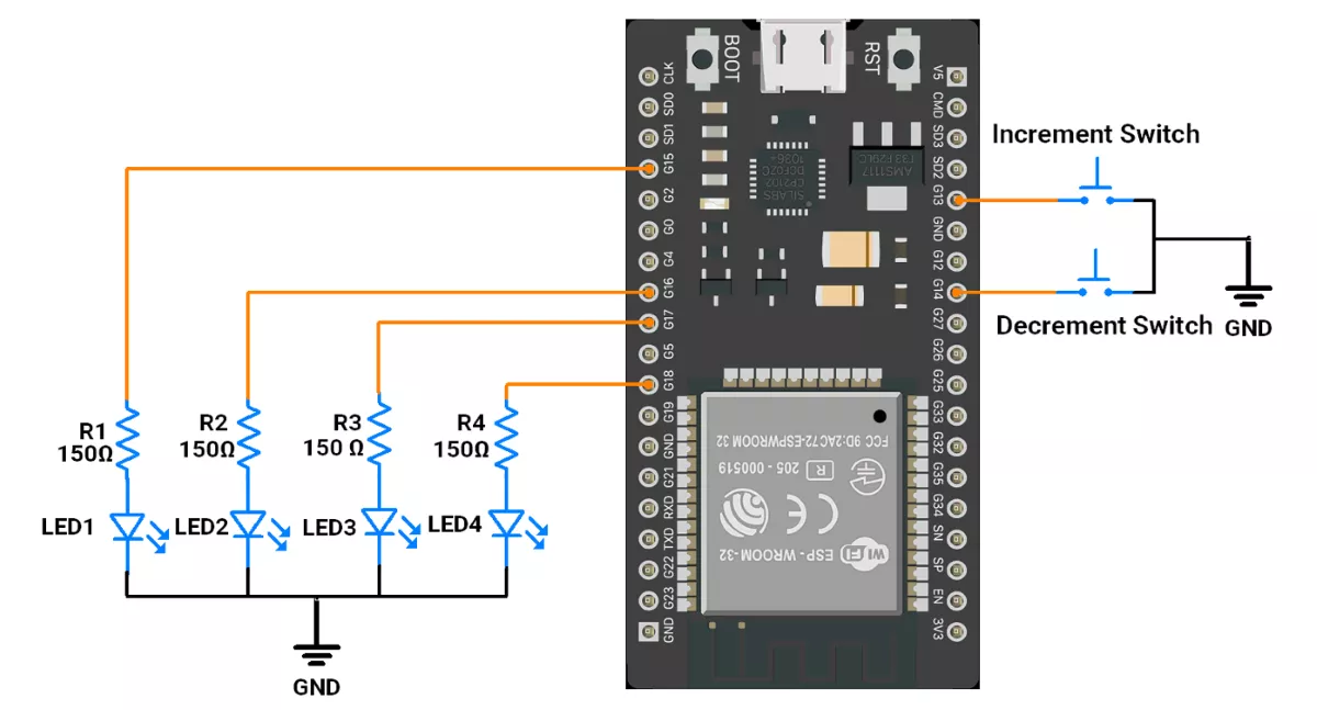4-bit-binary-counter-circuit-ESP32