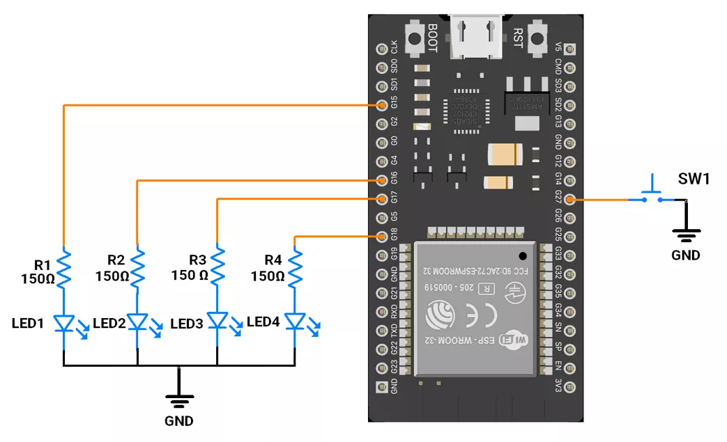 ESP32-LED-Pattern-interrupt