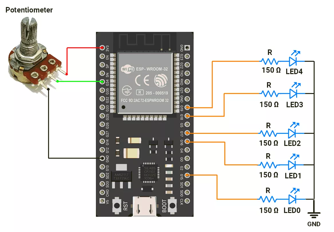 ESP32-PWM-LED-Fading-circuit