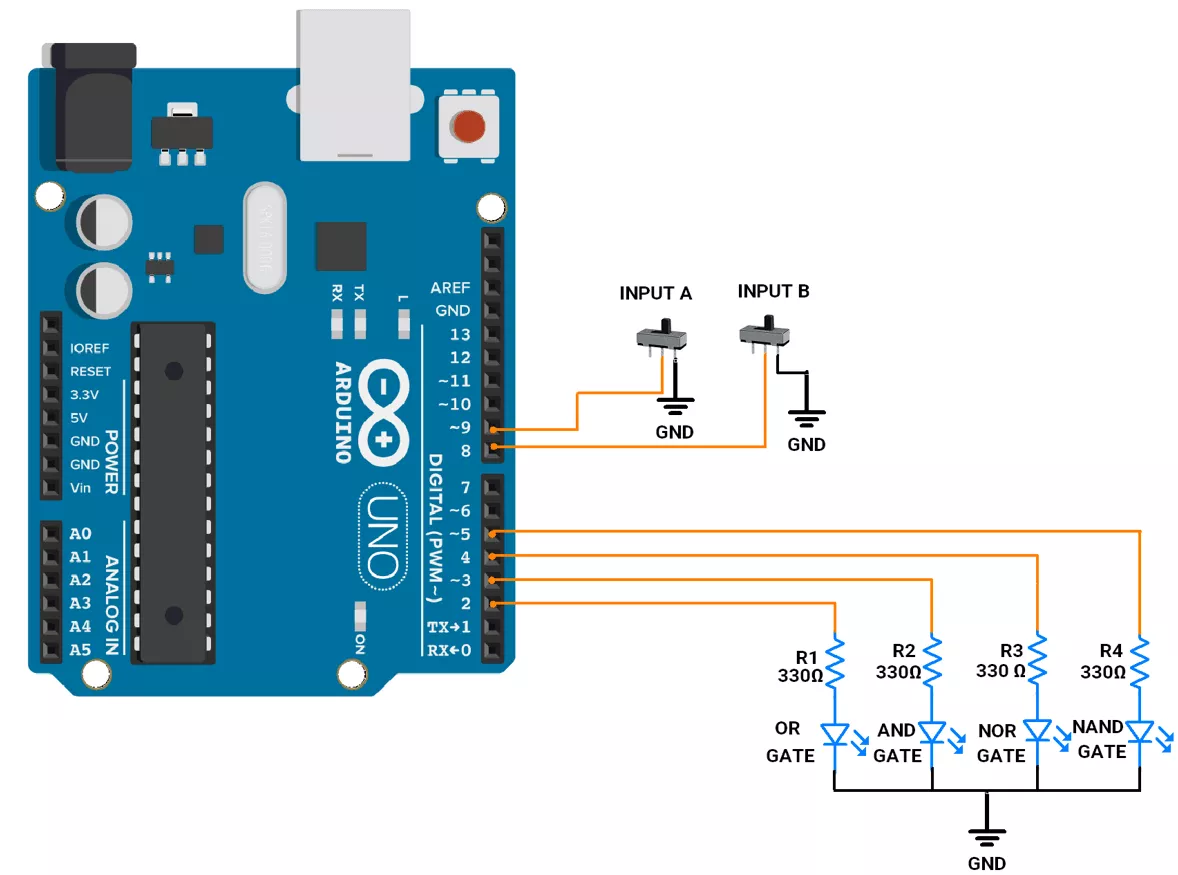 Logic-gate-Circuit-with-Arduino