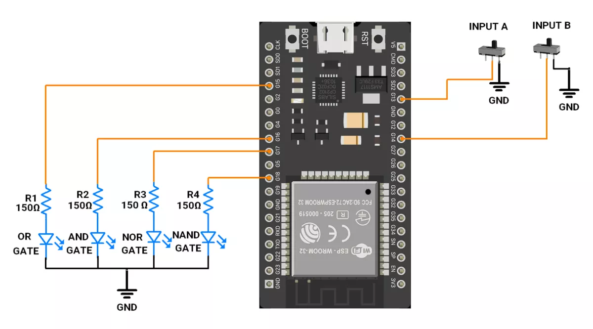 Logic-gate-Circuit-with-ESP32