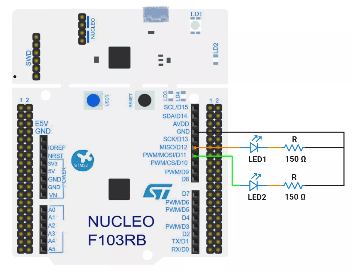 STM32-LEDs-circuit