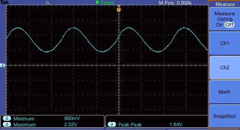 The Sinewave generated on DSO