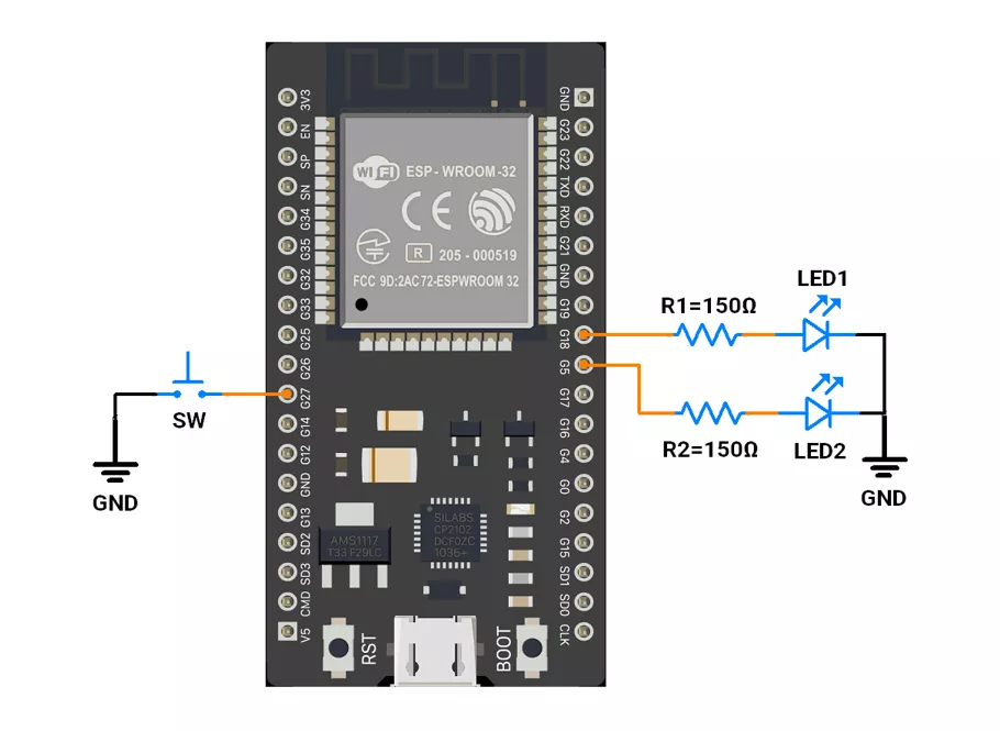 ESP32-single-double-long-press-circuit