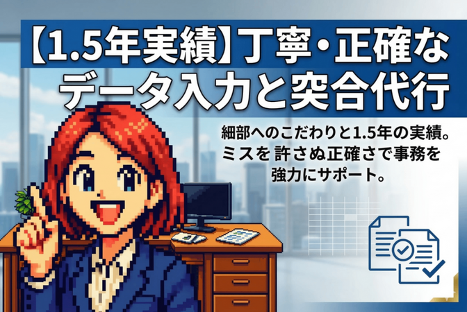 1.5年の実績！丁寧・正確なデータ入力と突合業務を代行します