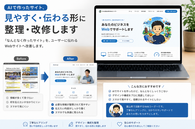 AIで制作したHPを整えます！！！